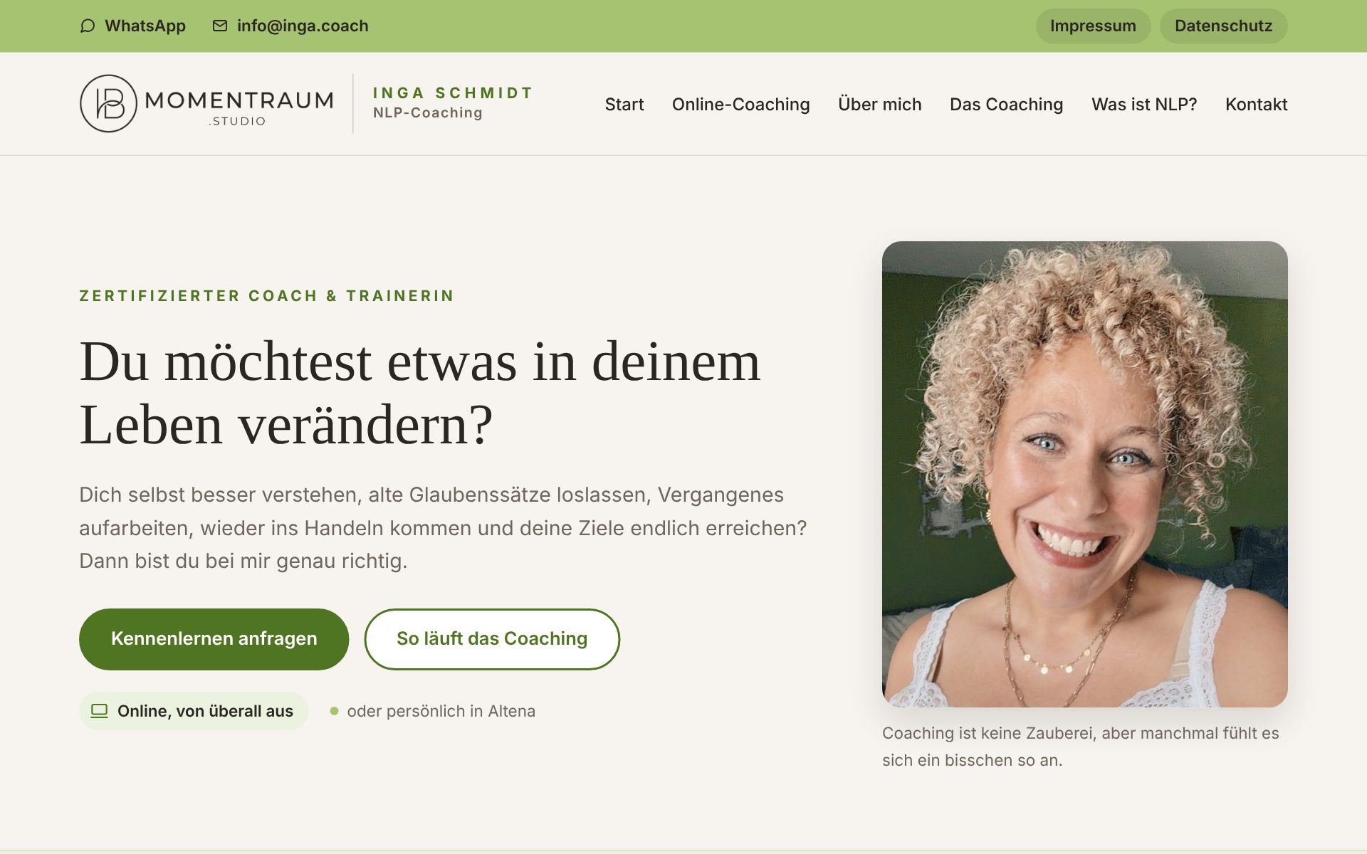Startseite von NLP-Coaching Inga Schmidt